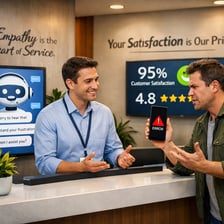 Human Customer Service Interaction with Chatbot and Frustrated Client