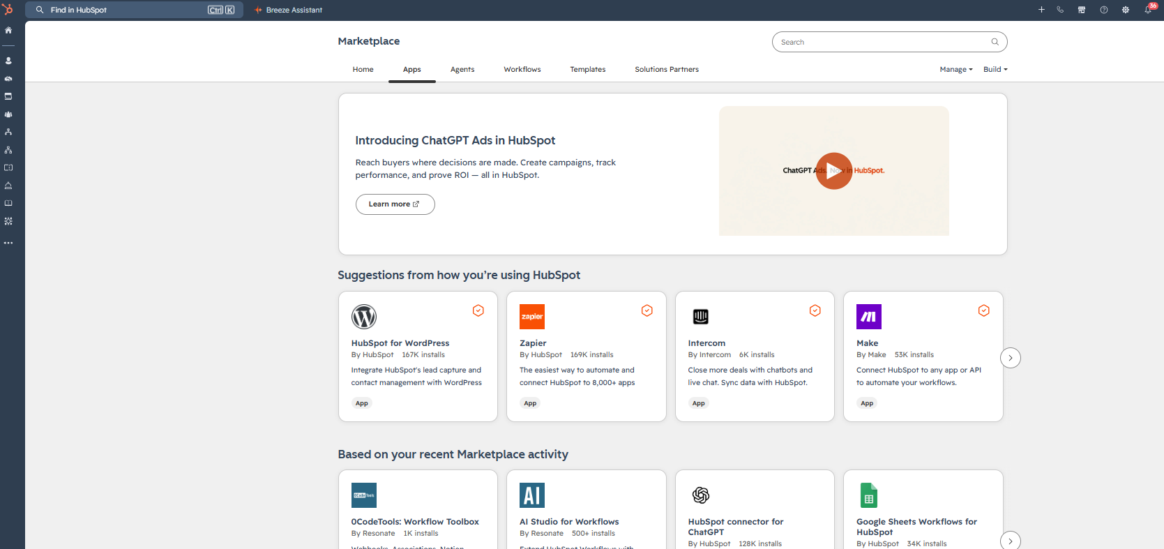 Aplicações que pode ligar diretamente ao HubSpot CRM